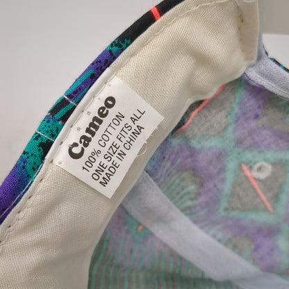 Cameo 5 Panel Black Purple Green One Size All Over Print Abstract Pattern Hat