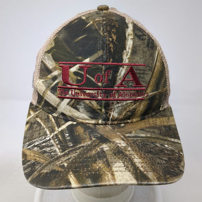 The Game Alabama Crimson Tide NCAA Trucker Hat Green Beige Red OSFM Camo Mesh