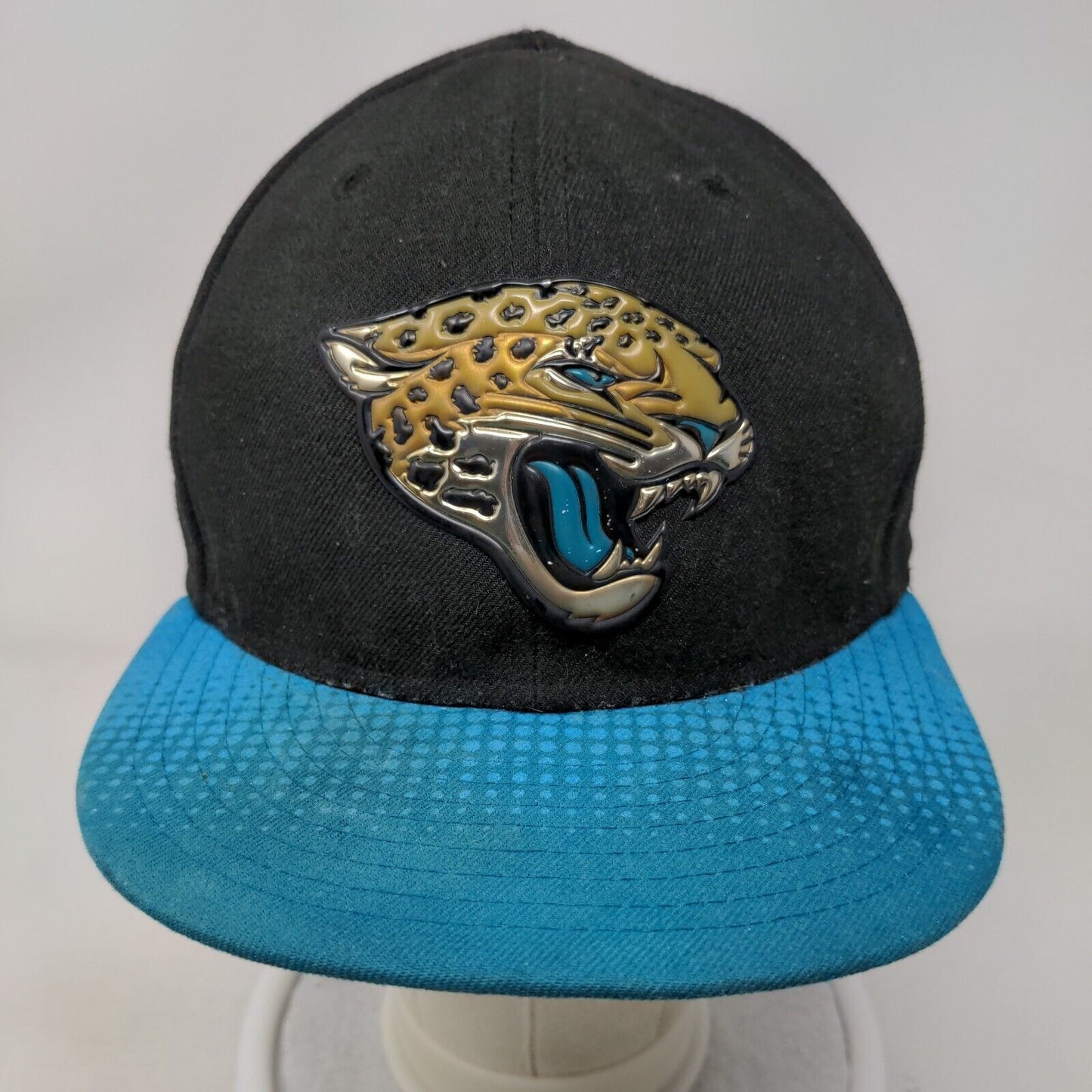 Jacksonville Jaguars Fitted Hat Black Blue Size 7 3/8 3D Logo 59Fifty NFL