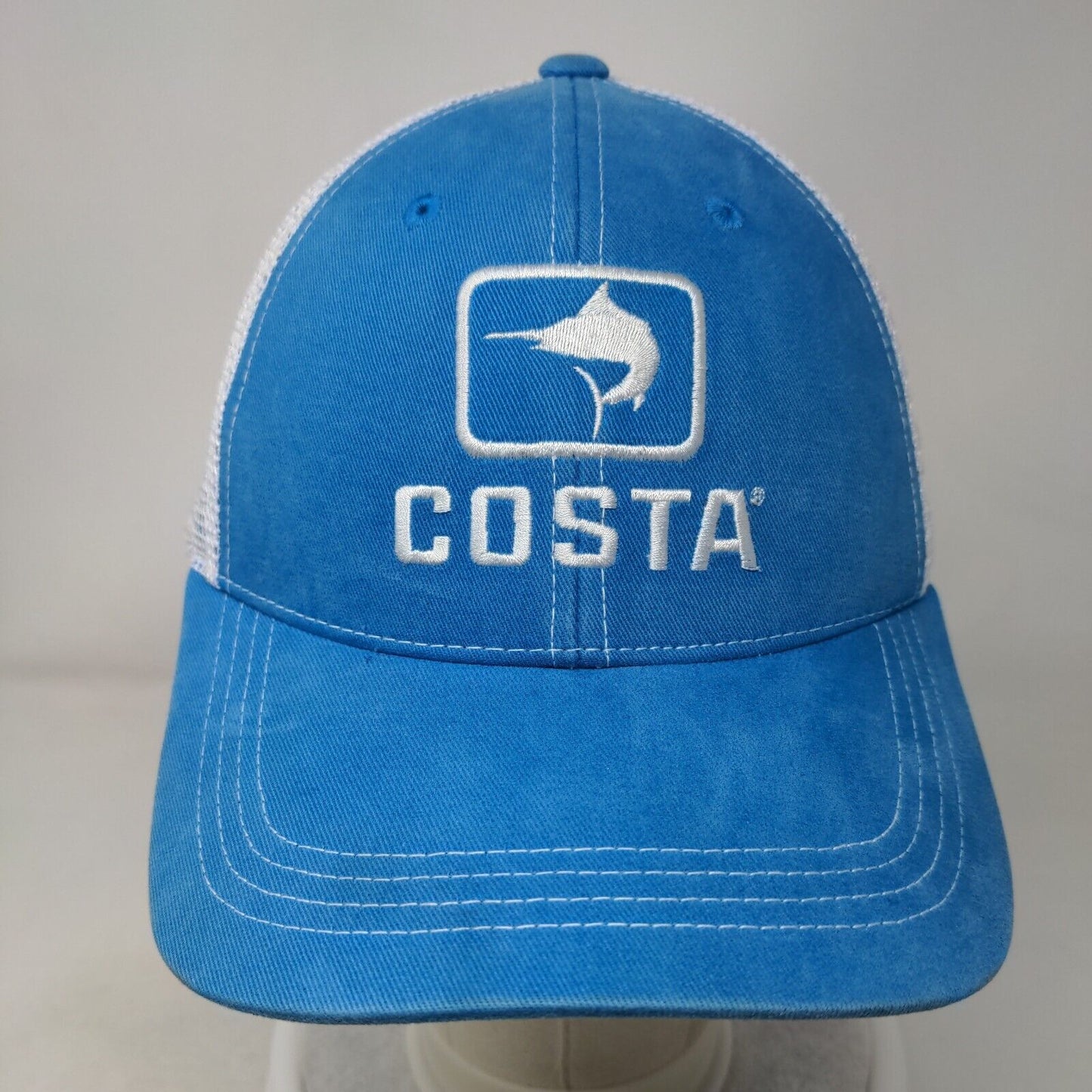 Costa Del Mar Snapback Trucker Hat Blue One Size Embroidered Mesh Back 6 Panel