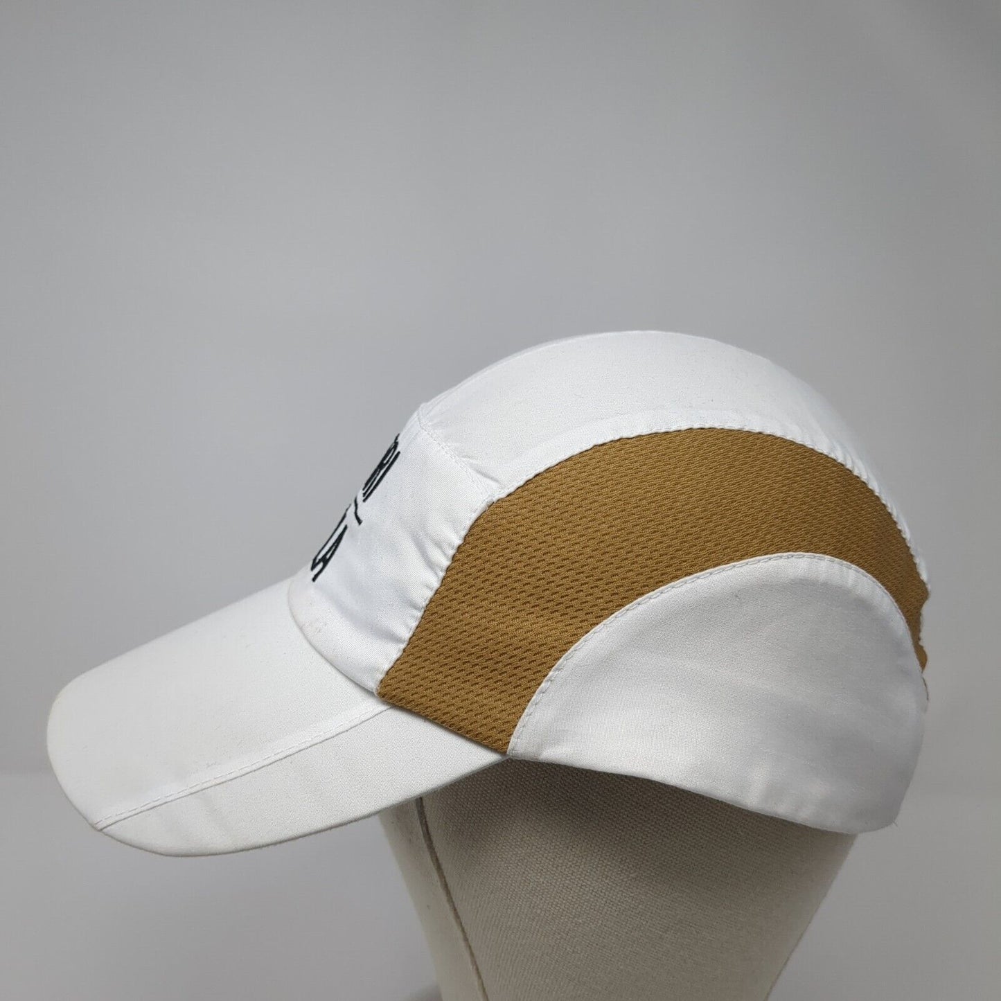 Tri Fla Strapback 5 Panel Cap White One Size Adjustable Embroidered Breathable