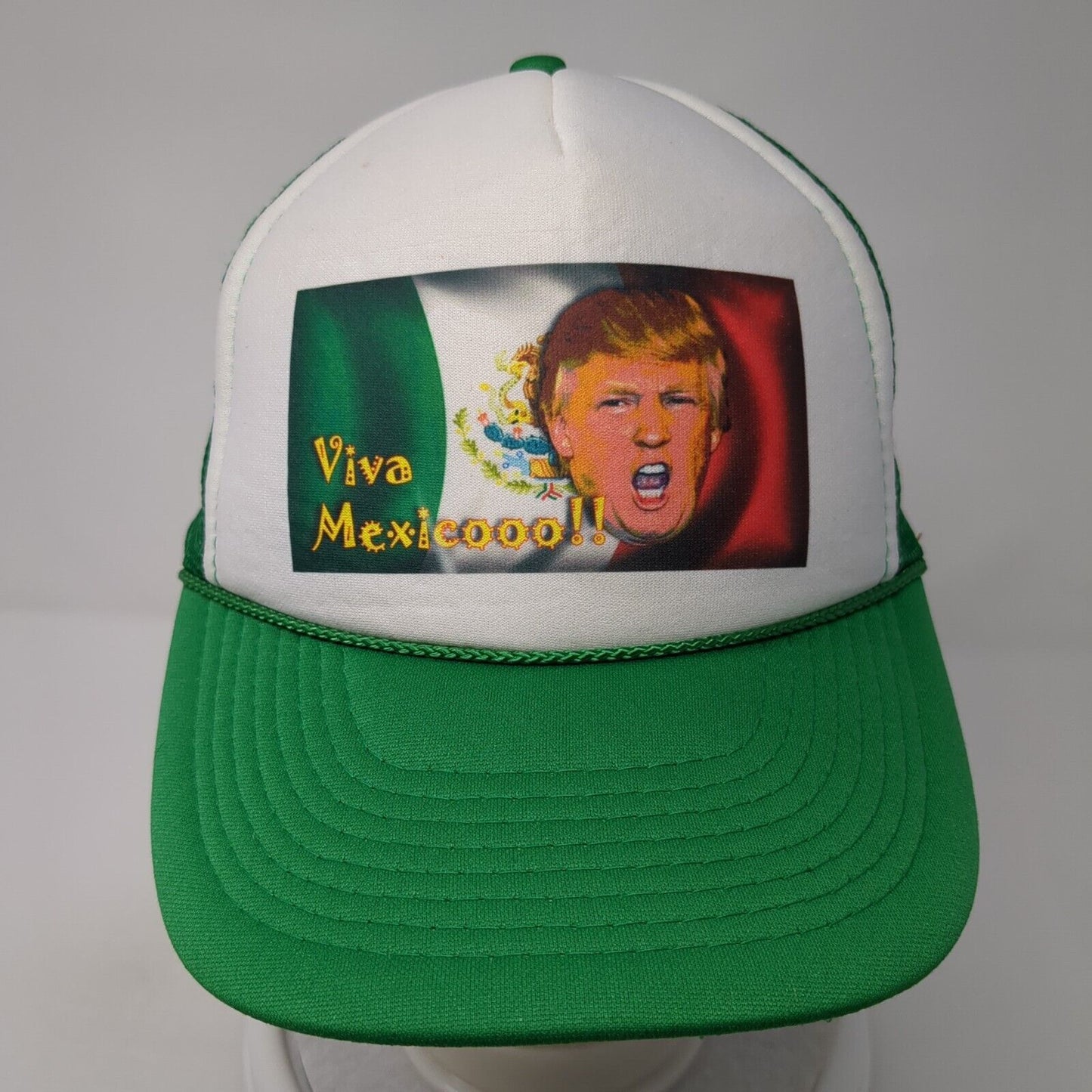 Viva Mexicooo!! Snapback Trucker Hat Green OS Adjustable Mesh Back Rope Otto
