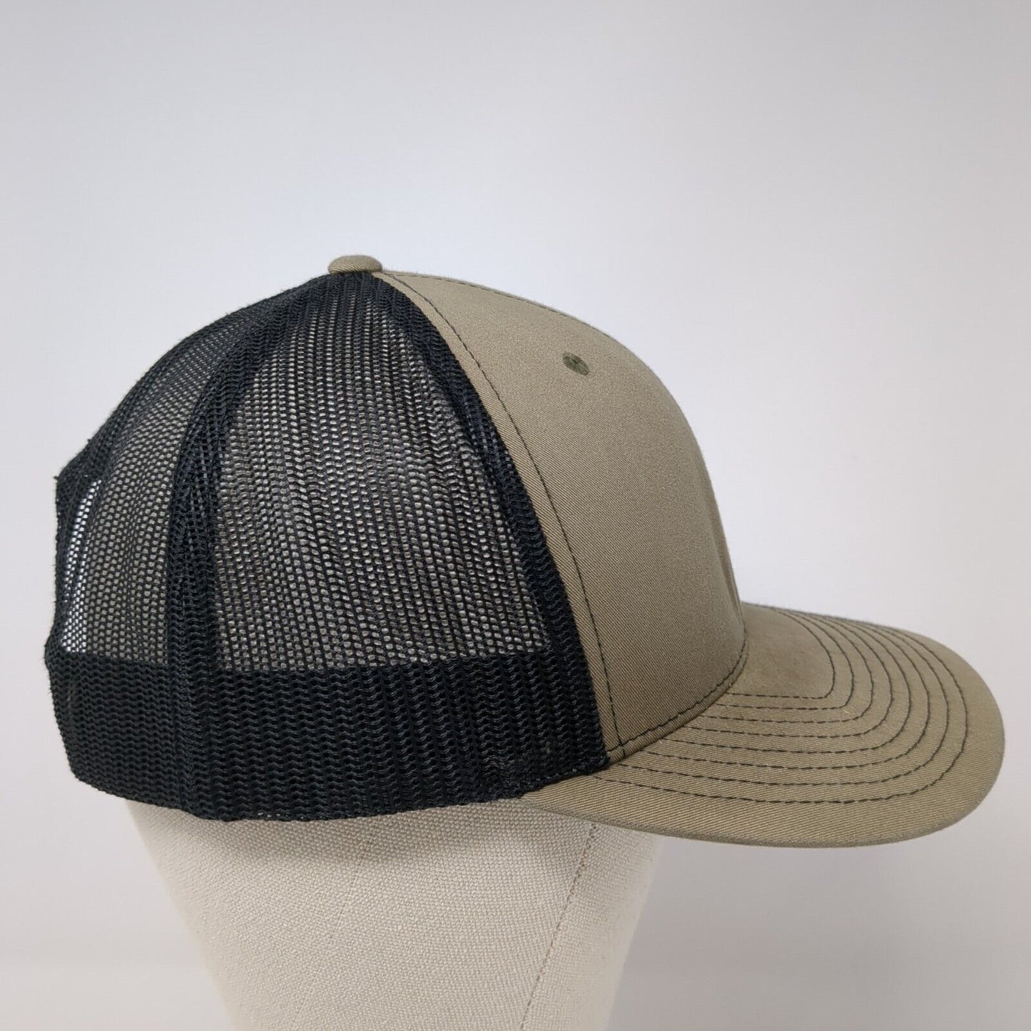 Mountain Snapback Trucker Hat Tan OS Adjustable Embroidered Mesh Richardson