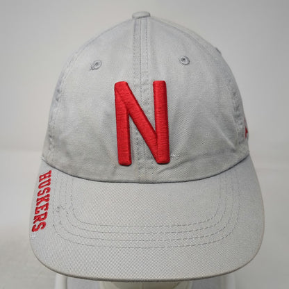 Nebraska Cornhuskers NCAA Russell Gray One Size Hat N Logo Brim Text Slideback