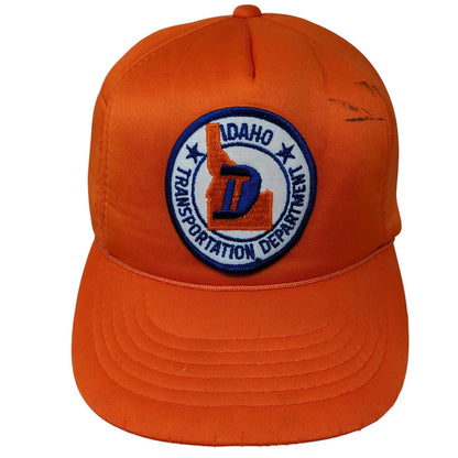 5 Panel Orange One Size Idaho Transportation Department Hat Snapback Foam Front