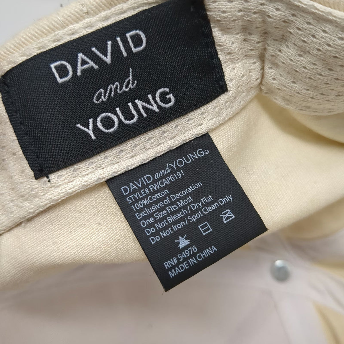 David and Young 5 Panel Beige Camo OSFM Cool It Cowboy Snapback Flat Brim Hat