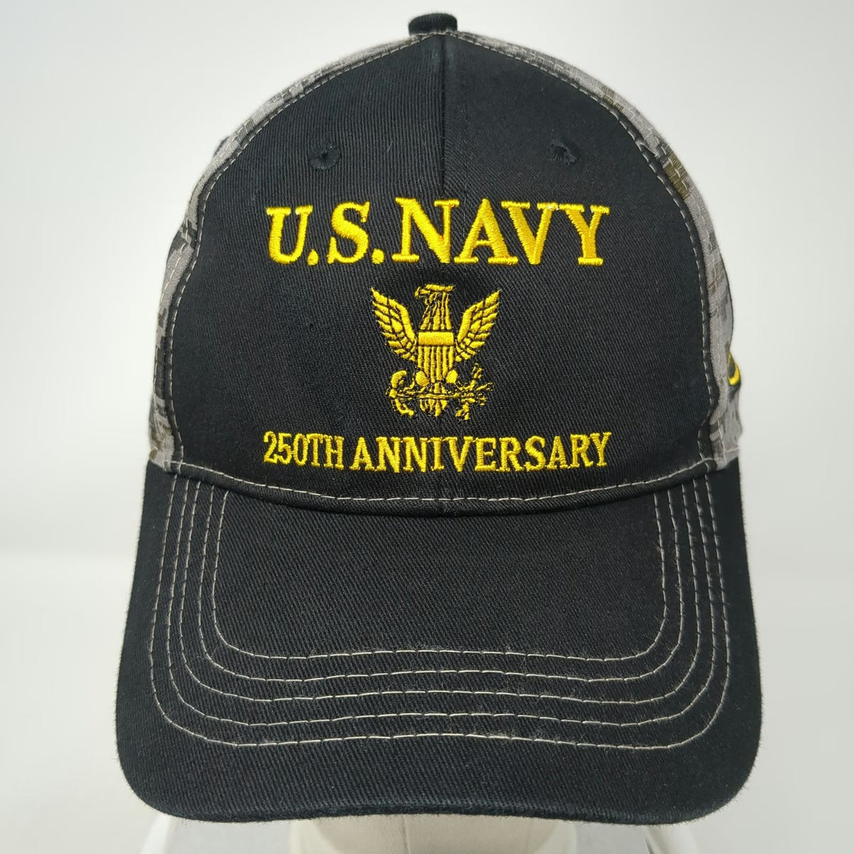 U.S. Navy 250th Anniversary Baseball Cap Black One Size Digital Camo Hat
