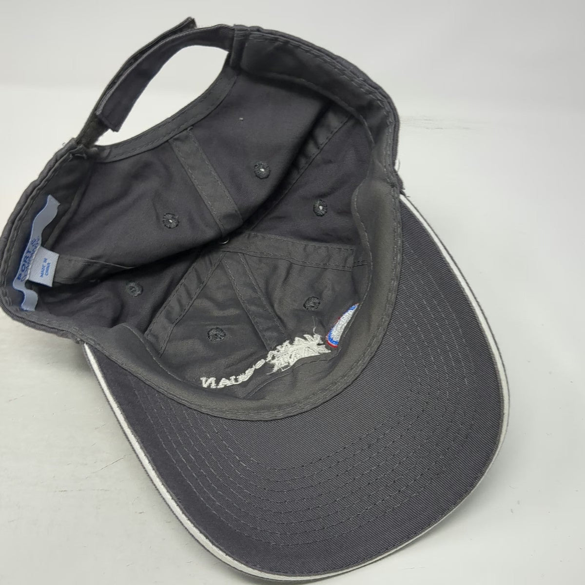 Port & Company Manasquan Bank Hat Gray OSFM Baseball Cap Strapback Piping Logo