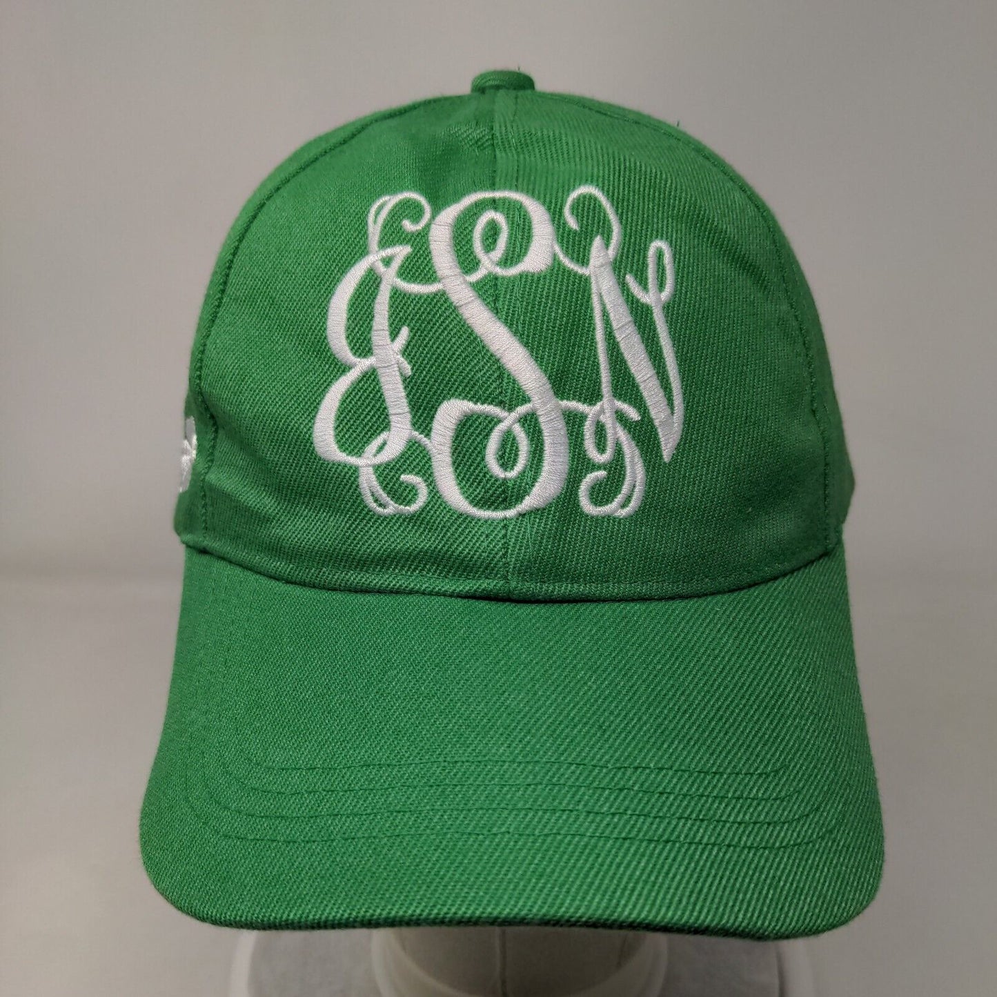 Monogram Strapback Hat Green One Size Embroidered Clover 6 Panel