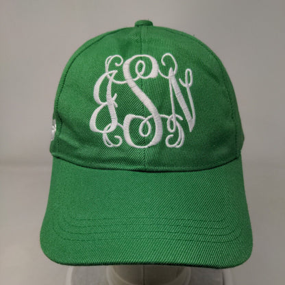 Monogram Strapback Hat Green One Size Embroidered Clover 6 Panel