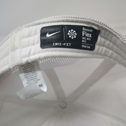 Nike Baseball Cap White L Mesh Back Stretch Fit BluShark Digital Dri-FIT Hat
