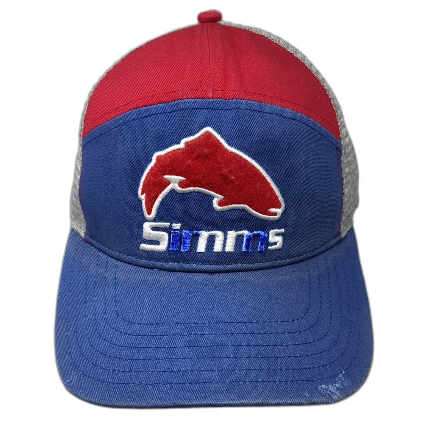 Simms Trucker Hat Blue One Size Outdoor Fishing Trout Mesh Back Snapback Hat