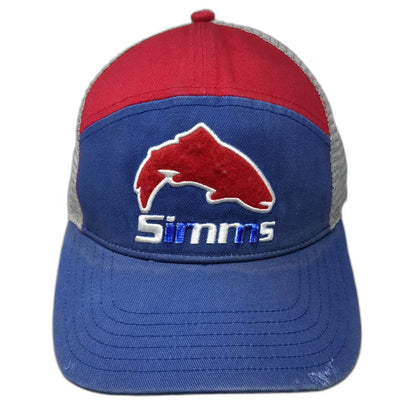 Simms Trucker Hat Blue One Size Outdoor Fishing Trout Mesh Back Snapback Hat