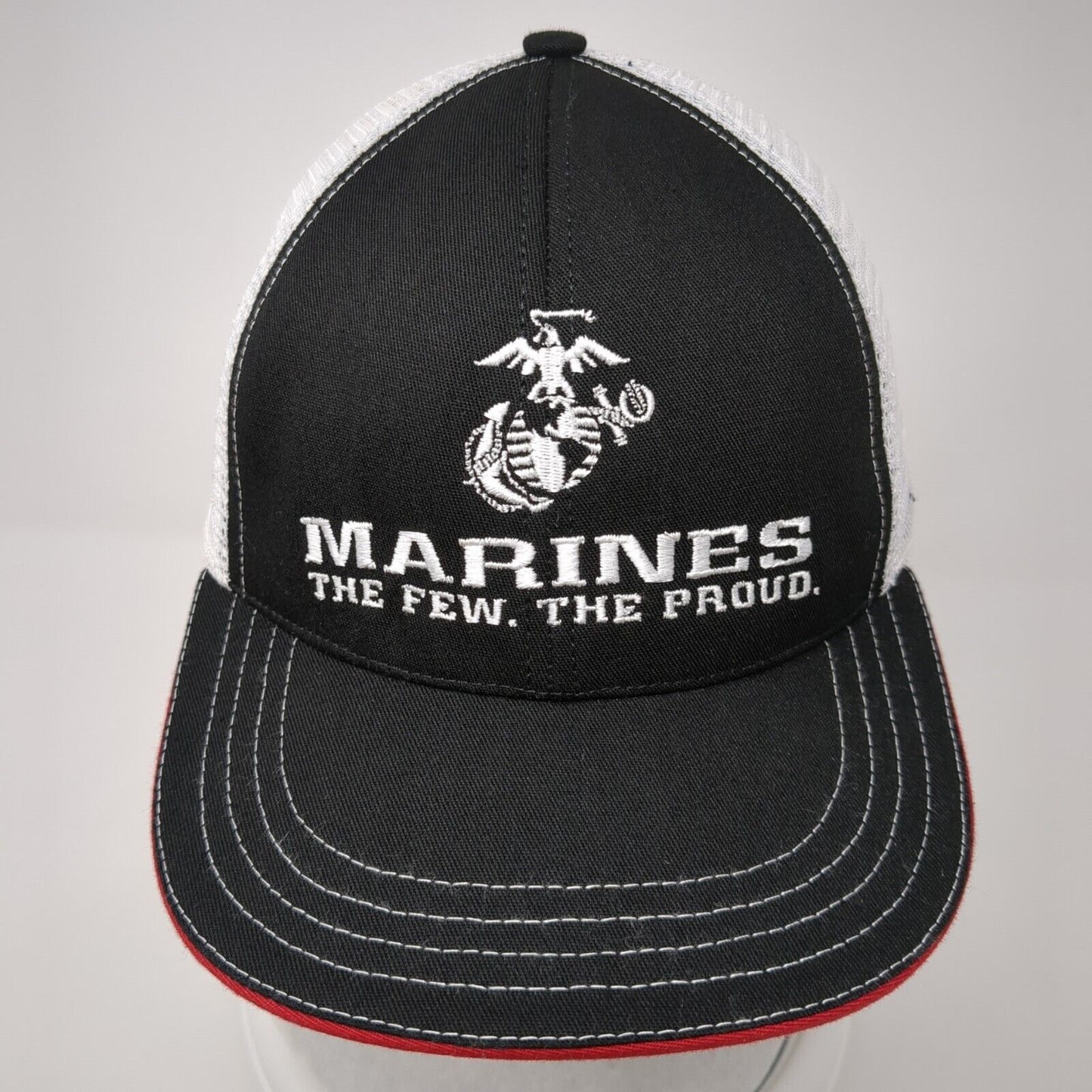 Marines The Few The Proud Snapback Trucker Hat Black One Size Mesh Back