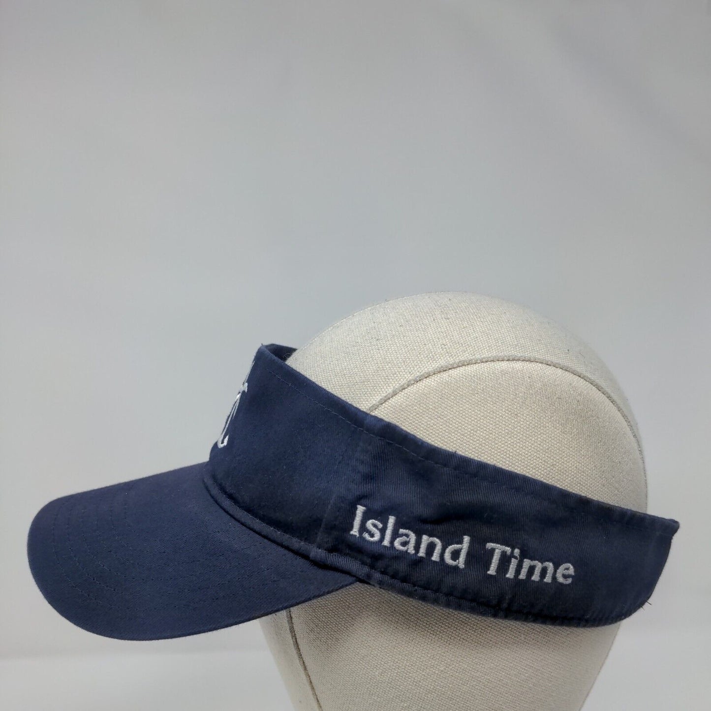 Island Time Strapback Sun Visor Hat Blue OSFM Adjustable Embroidered Otto Cotton
