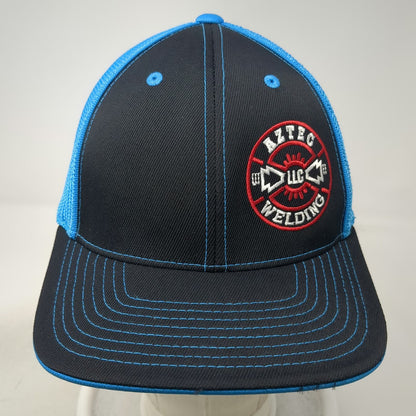 Pacific Headwear Baseball Cap Black Blue Size 8 Mesh Flexfit Aztec Welding Hat