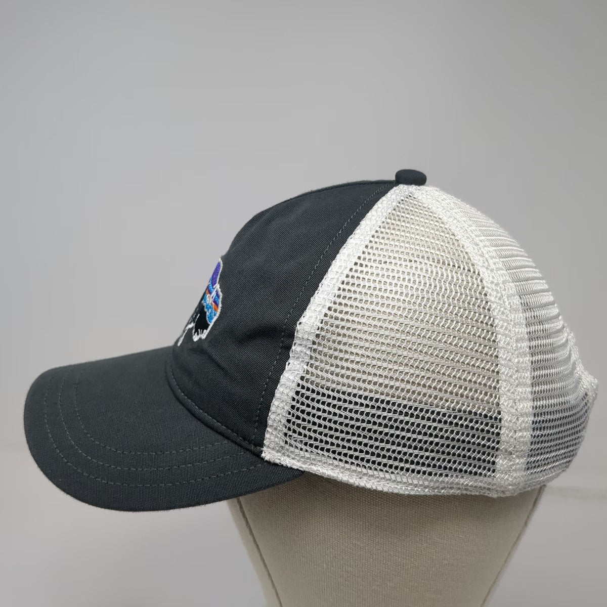 Patagonia Trucker Hat Gray White One Size Snapback Bison Buffalo Mesh Back