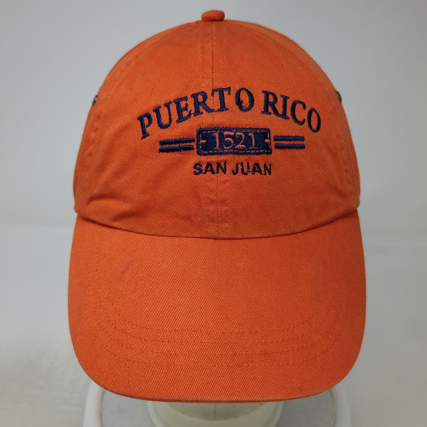 Anvil Baseball Cap Orange One Size Slideback Puerto Rico San Juan Cotton Hat