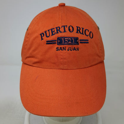 Anvil Baseball Cap Orange One Size Slideback Puerto Rico San Juan Cotton Hat