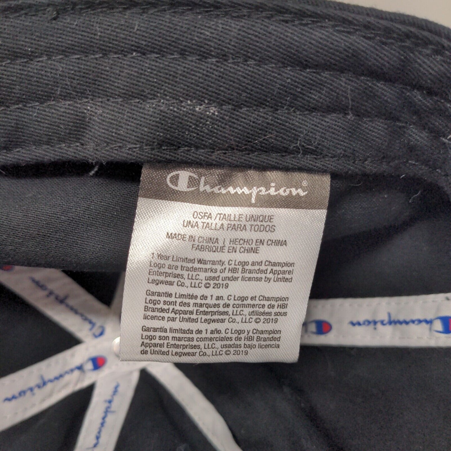 Champion Slideback Hat Black OSFA Adjustable C Logo Solid Vent Holes