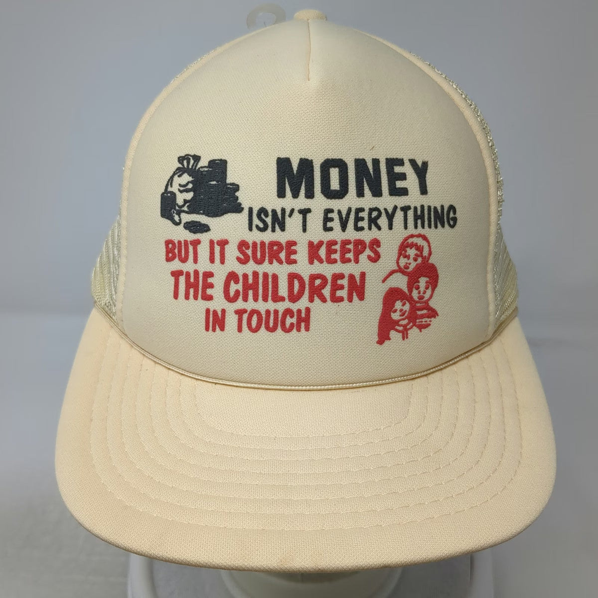 Speedway Trucker Hat Beige One Size Mesh Back Snapback Money Graphic