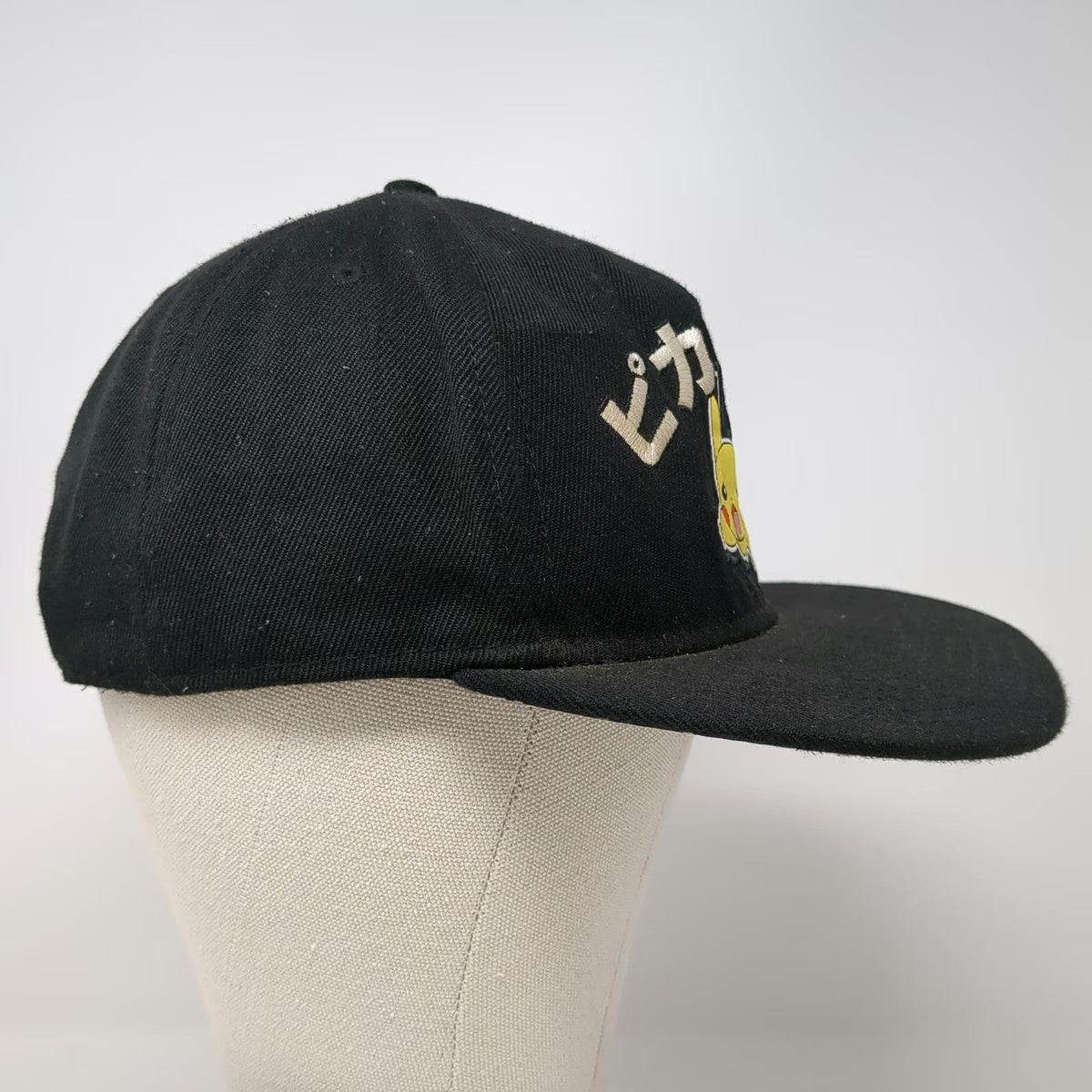 Bioworld Snapback Black One Size Pikachu Japanese Text Under Brim Graphic Hat