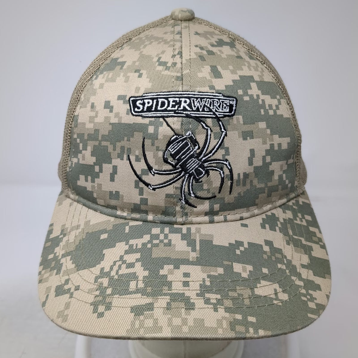 SpiderWire Baseball Cap Beige One Size Digital Camo Mesh Back Strapback Hat