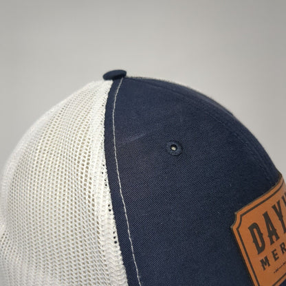Dayville Mercantile Patch Snapback Trucker Hat Blue One Size Mesh Back