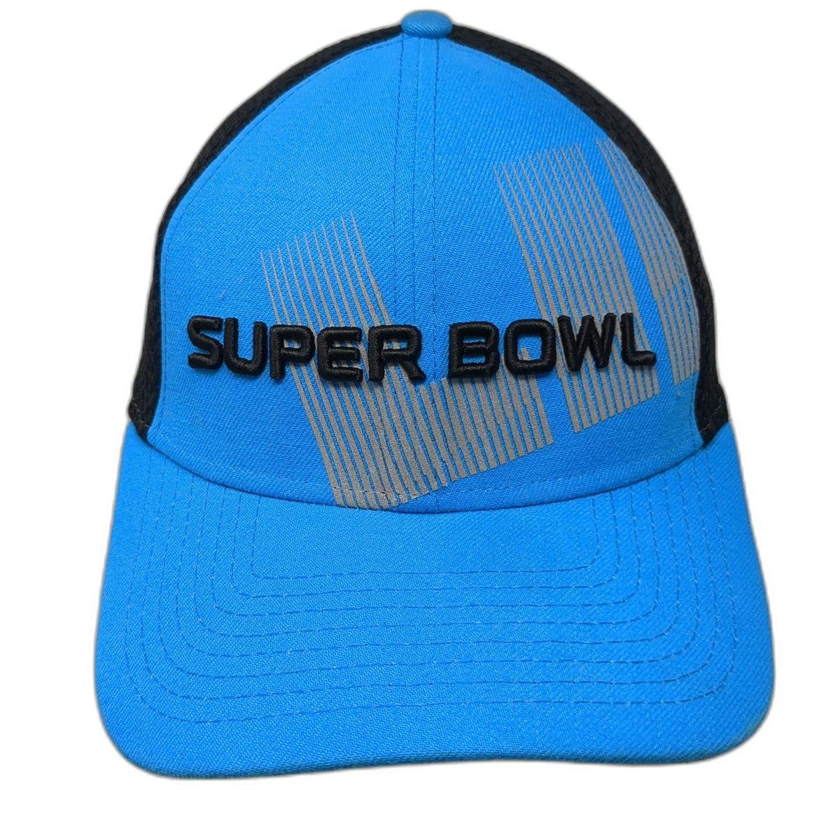 NFL Super Bowl LII New Era 39THIRTY Mesh Stretch Fit Cap Hat Blue Black Size M