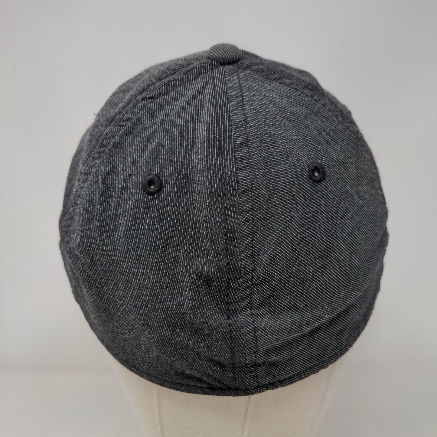 Russell Fitted Hat Gray S/M Lightweight Embroidered Logo Vented Holes 6 Panel