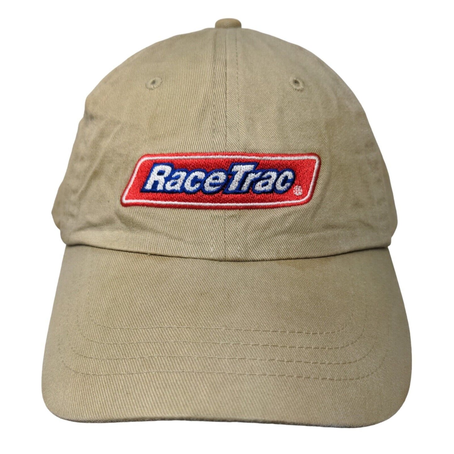 RaceTrac Strapback Hat Tan OSFA Embroidered Adjustable 6 Panel