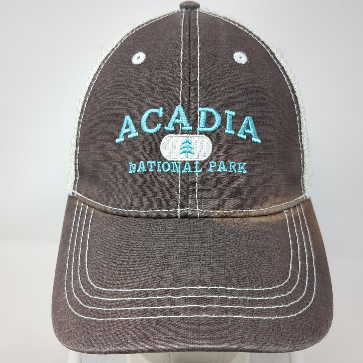 Prairie Mountain Trucker Hat Gray One Size Acadia National Park Snapback Mesh