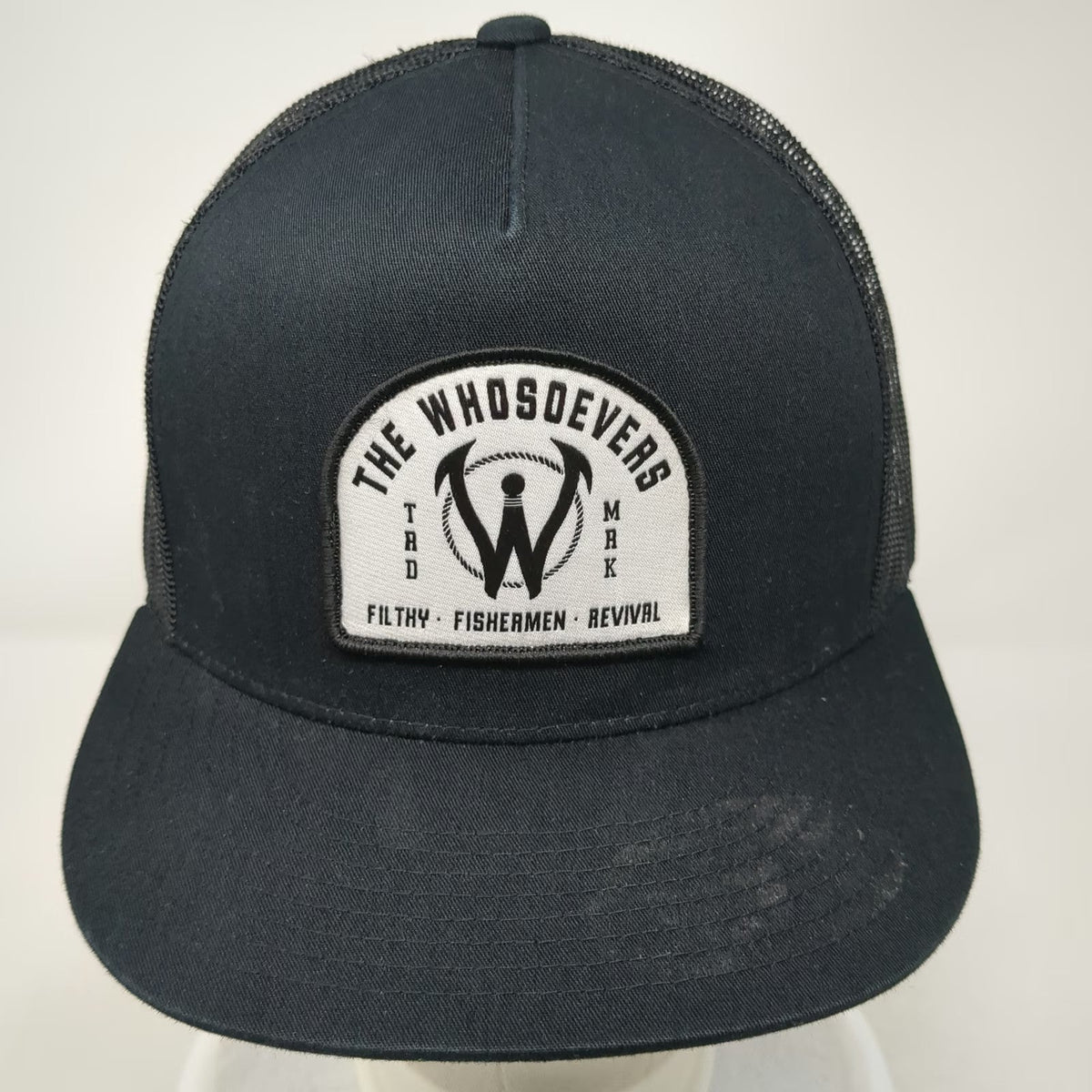 The Whosoevers Trucker Hat Black One Size Mesh Back Snapback Filthy Fishermen