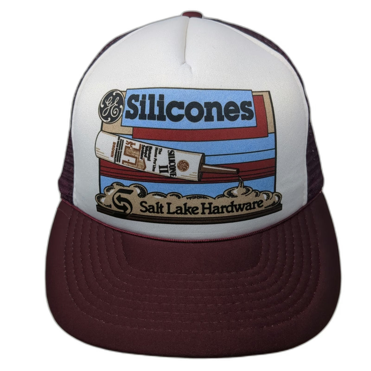 Ad Wear GE Silicones Salt Lake Hardware Trucker Hat Red One Size Mesh Snapback