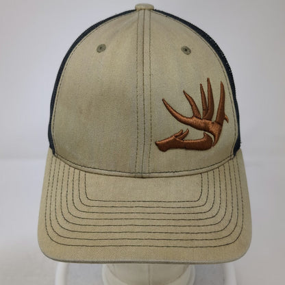 Richardson Trucker Hat Beige One Size Mesh Back Snapback Deer Antler Buck Logo
