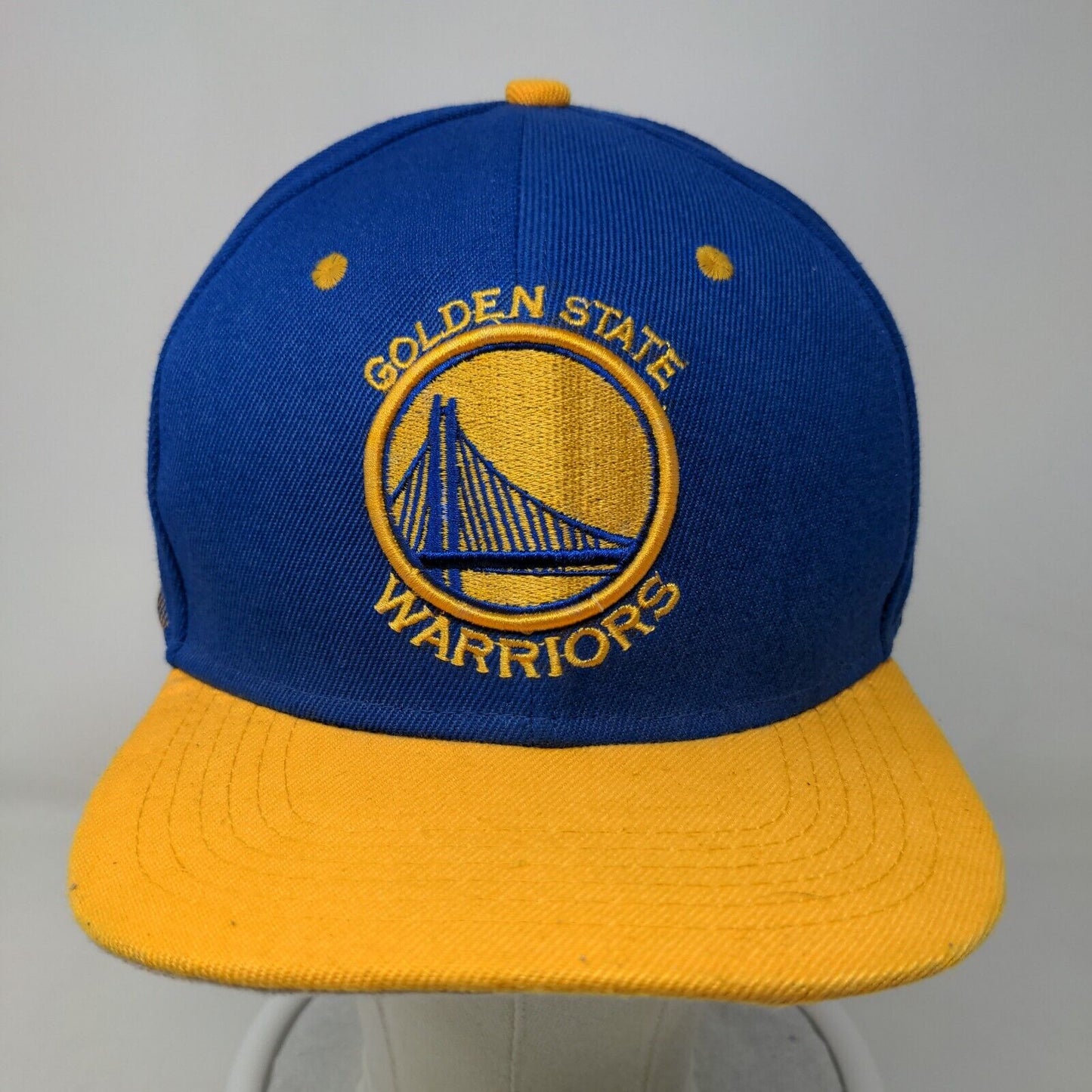 Mitchell & Ness Men's Snapback Hat Blue Yellow Embroidered Golden State Warriors