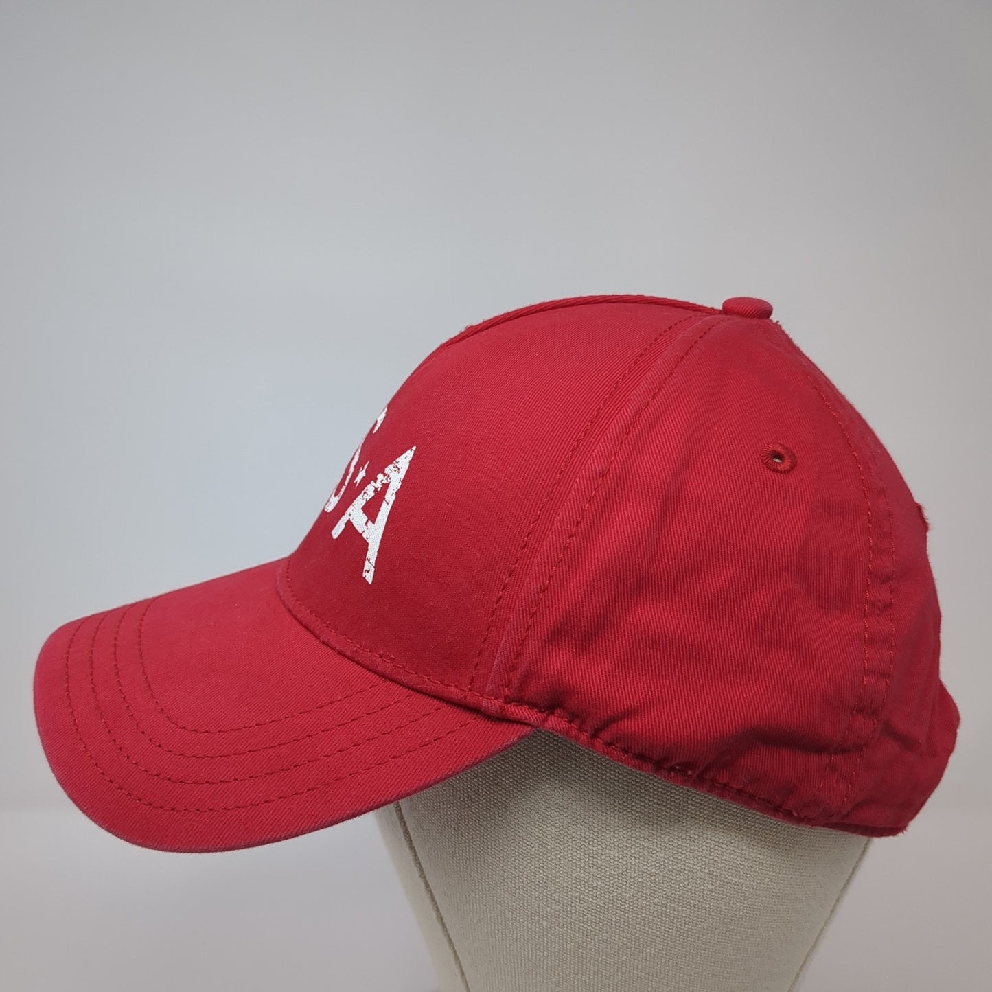 USA Strapback Baseball Cap Red One Size Adjustable Patriotic Highland Outfitters