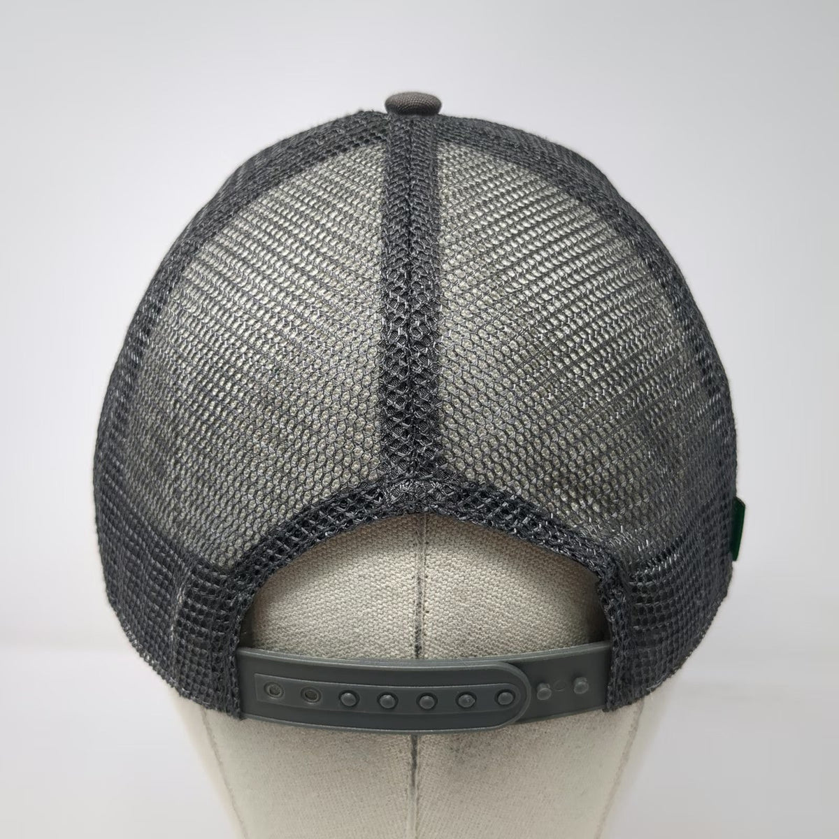 Legacy Trucker Hat Gray One Size Fallen Leaf Lake Leather Patch Mesh Snapback