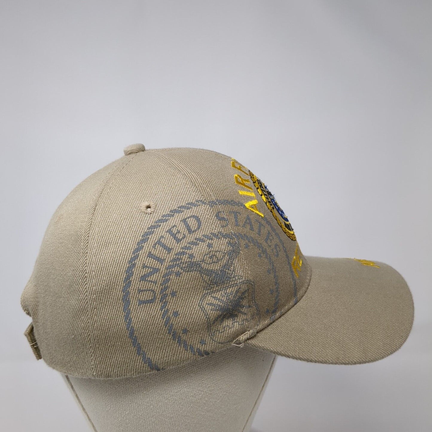 Air Force Retired Strapback Hat Tan One Size Adjustable Solid 6 Panel