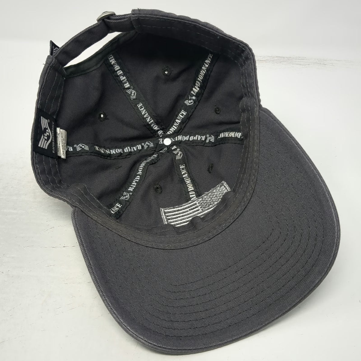 Rapid Dominance Baseball Cap Gray One Size American Flag Slideback Cotton Hat