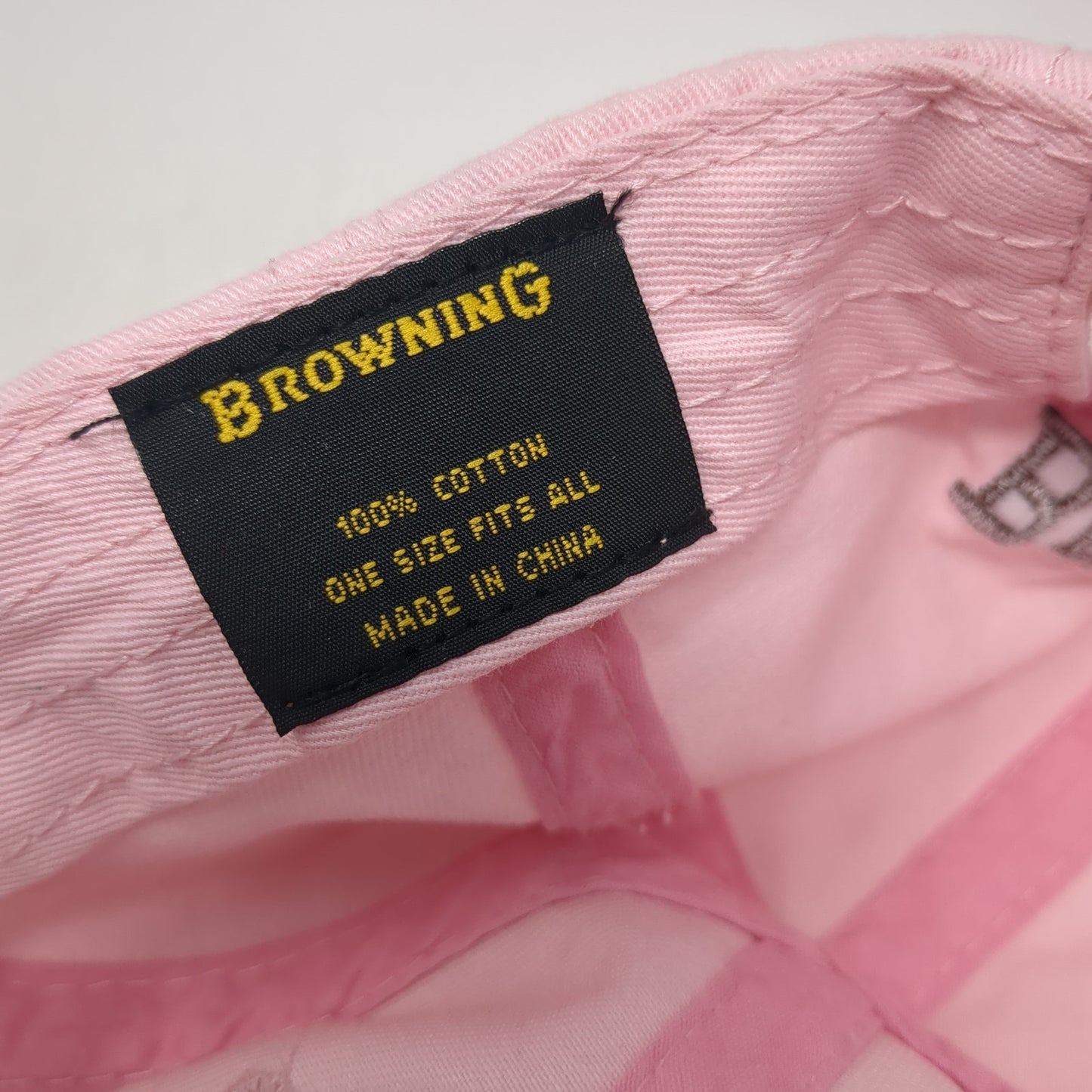 Browning Logo Strapback Hat Pink One Size Adjustable Embroidered Logo