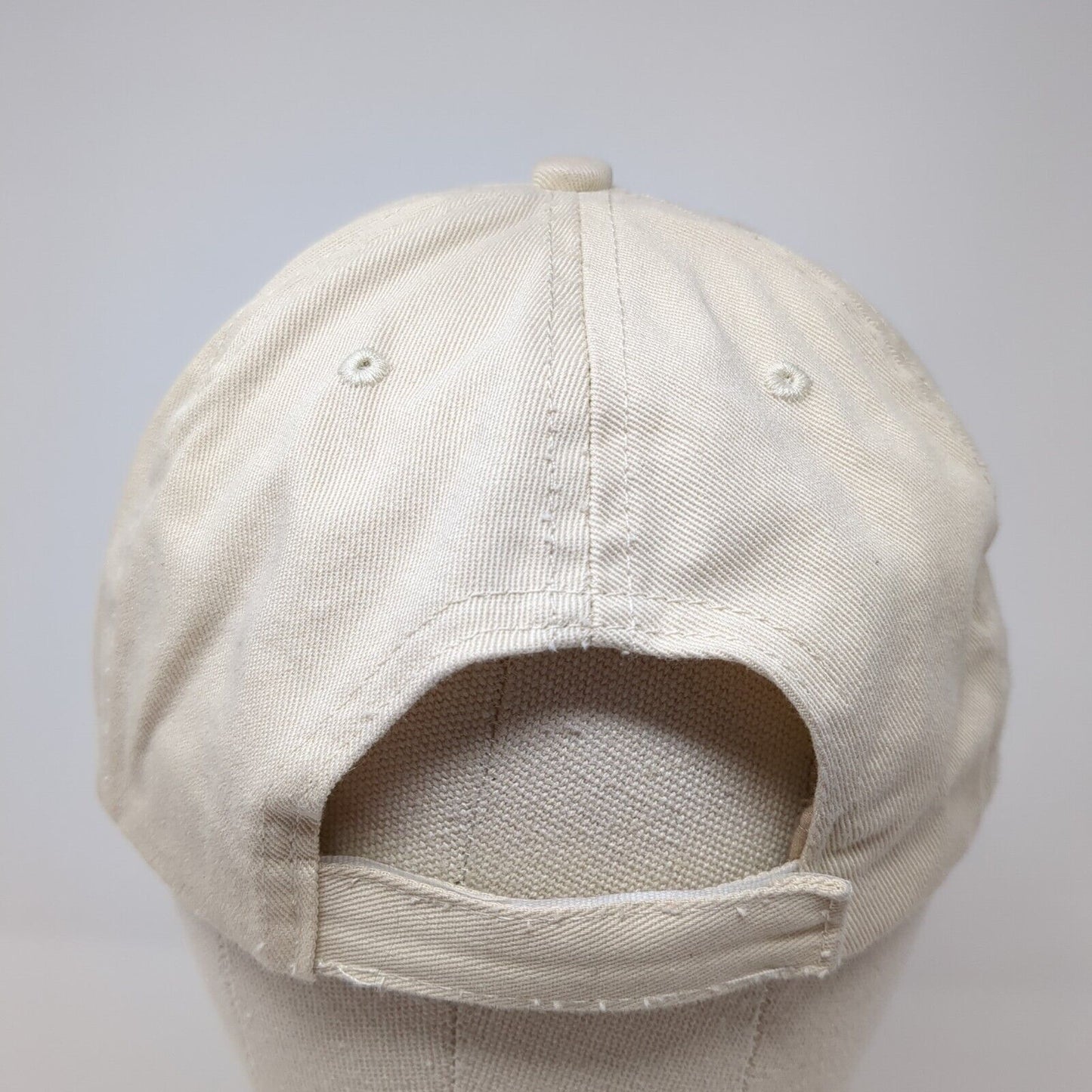 Heavy Motions Strapback Hat Tan One Size Adjustable Embroidered Vented Holes