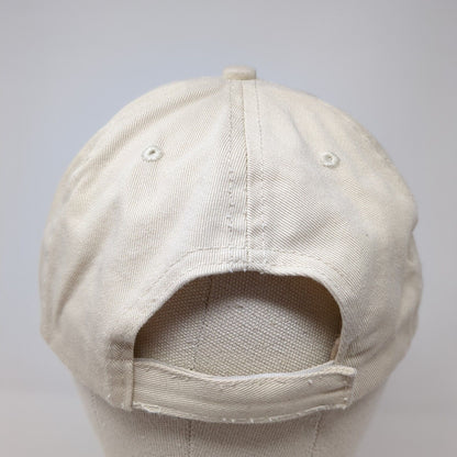 Heavy Motions Strapback Hat Tan One Size Adjustable Embroidered Vented Holes