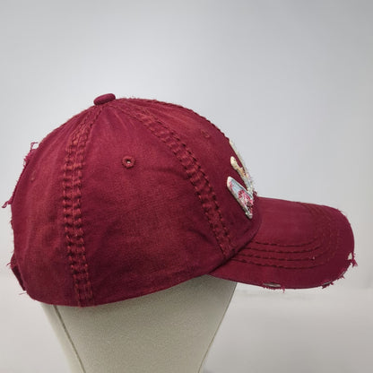 Robin Ruth Baseball Cap Red OSFM Alaska Floral Distressed Est 1959 Frayed Hat