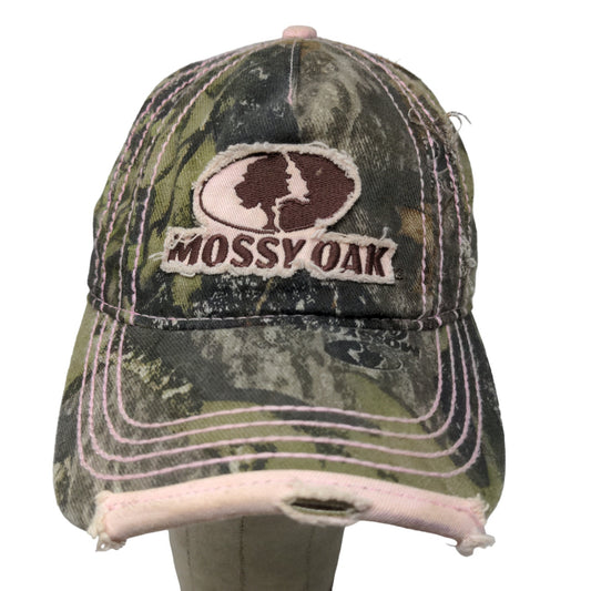 Mossy Oak Women's Strapback Hat Camo Pink Size OSFA Embroidered Logo Distressed