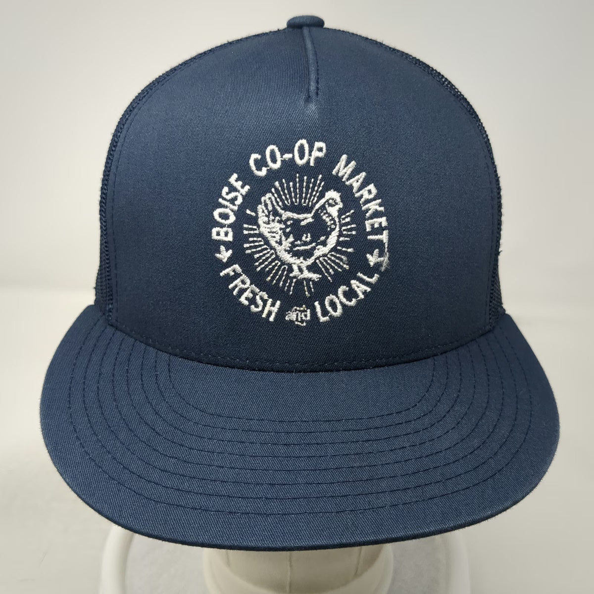 Yupoong Trucker Hat Blue One Size Boise Co-op Market Fresh Local Mesh Snapback