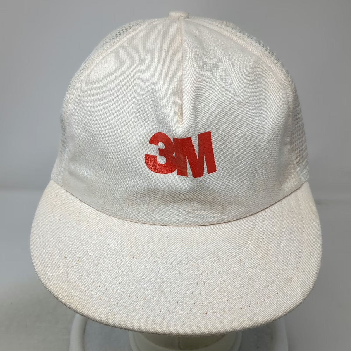 3M Trucker Hat White Mesh Back Snapback Made in USA 5 Panel Foam Logo Vintage