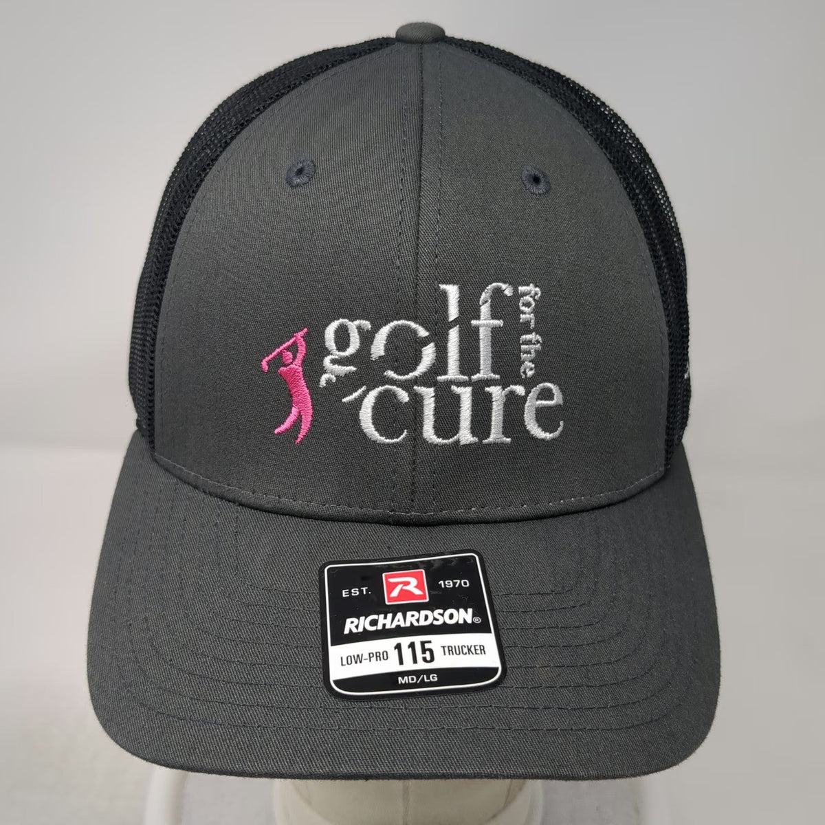 Richardson Trucker Hat Gray Size L Golf for the Cure Mapei Mesh Snapback