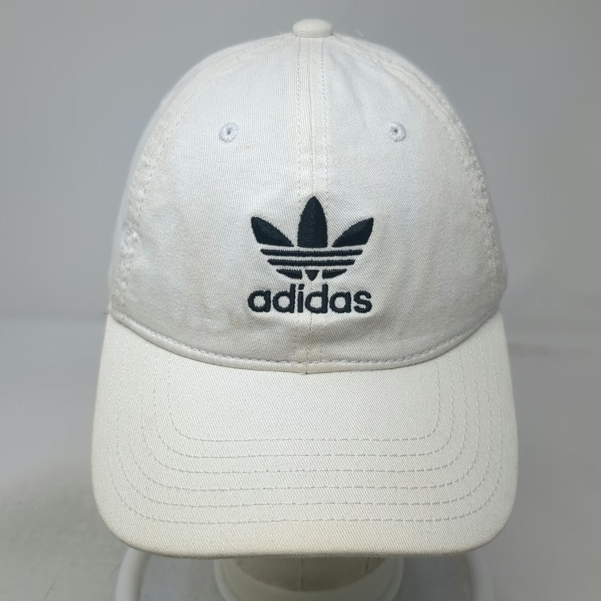 Adidas Baseball Cap White One Size Trefoil Logo Embroidered Slideback Strap Hat