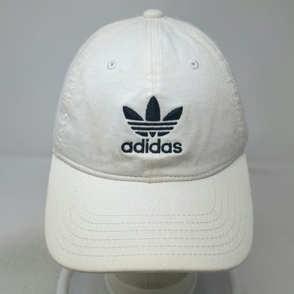 Adidas Baseball Cap White One Size Trefoil Logo Embroidered Slideback Strap Hat